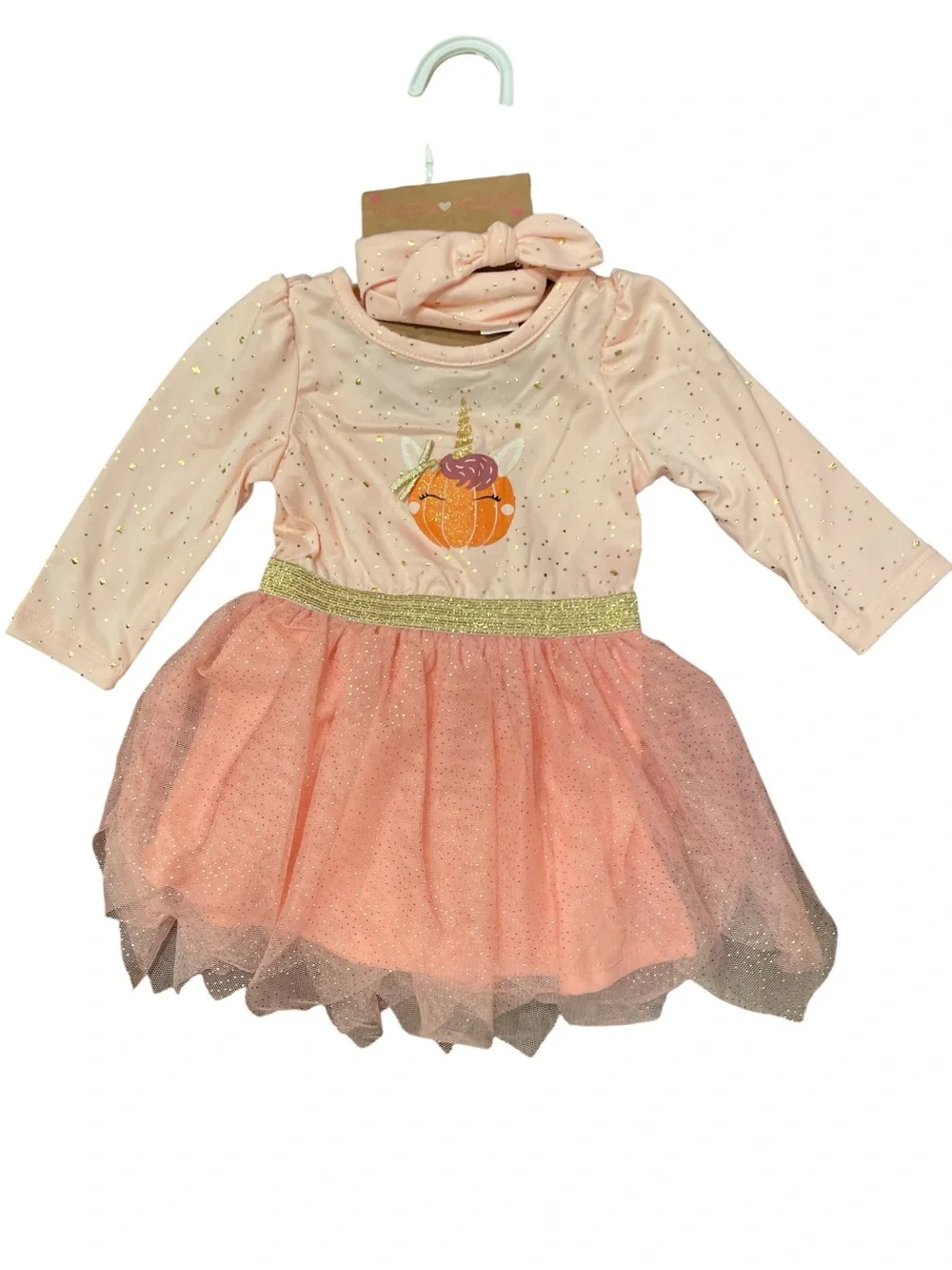 Young Hearts Infant Girls Pink Fall Dress with Tulle Skirt 3-6 months NWT